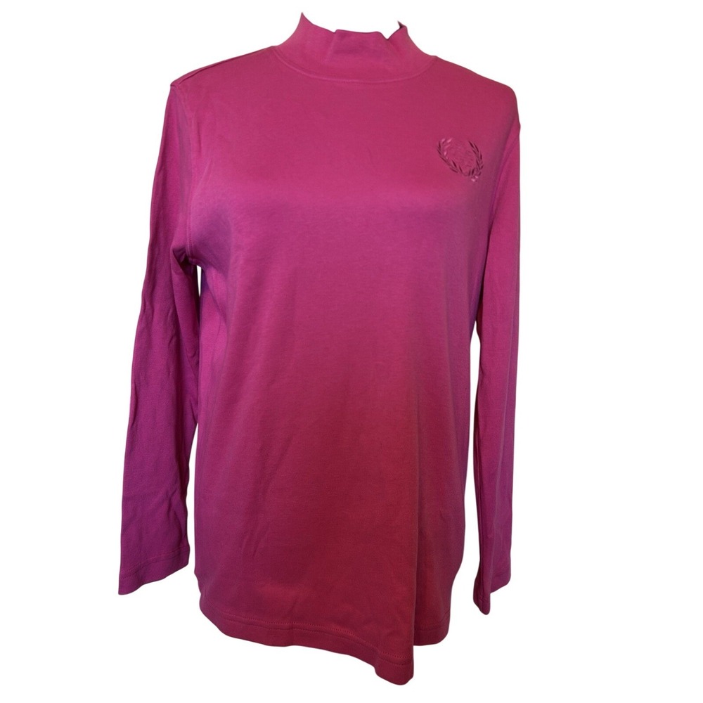 NWT Blair Bright Pink‎ Mock Turtleneck Long Sleeve Top Blouse Size Medium